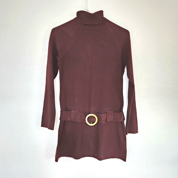 INC dark brown long sweater turtleneck tunic Size M Petite - Picture 1 of 7